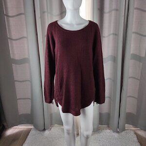 INC Womens Waffle Knit Side-Zip Pullover Purple Sweater Size XXL